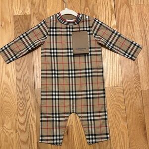 Burberry Kids Lighteright Plaid One Piece - Iconic Archive Beige Check 12 mo NWT